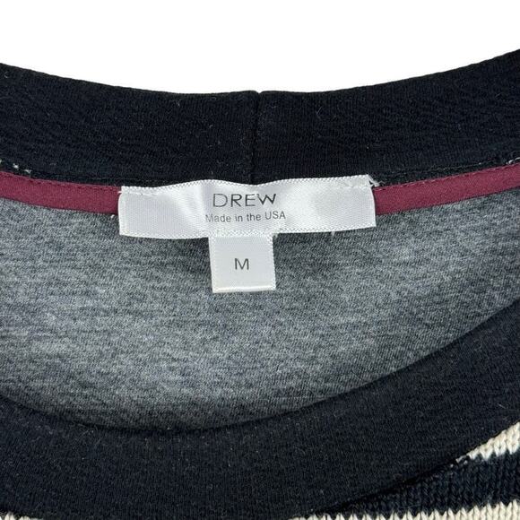 Drew Striped Black White Side Zipper Pullover Jumper Sweater Size Medium - Picture 4 of 11